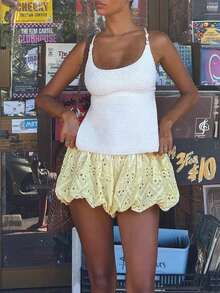 Camiseta de punto de verano para mujer, estilo de vacaciones en la playa, casual, sencilla, de moda y sexy, con cuello colgante y parte superior con cordones y espalda descubierta, adecuada para usar camisetas en la playa y vacaciones en la playa, conjunto de verano para mujer - Blanco - Ver 1