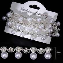 DUCristal, 1 yarda/paquete, colgante de perlas de cristal, cadena de garra, Base plateada, cadena de borlas de cristal para zapatos, vestido/decoración de U9QC - Plata 15 mm - Ver 2