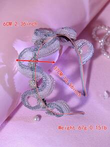 1pc Elegant Beaded Headband, Romantic Wavy Rhinestone Flower Headpiece, Suitable For Bride, Wedding, Festival, Carnival Party, Birthday, Casual Wear - Multicolor - View 7