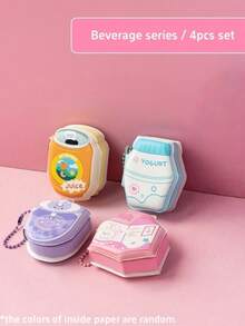 1/4本减压便签本，可爱甜点饮料游戏系列迷你笔记本，带悬挂装饰，可爱便携设计，办公/学生礼物，返校用品 - 彩色 - 查看 14