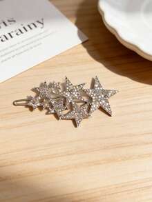 1 Set Sparkling Rhinestone Hair Clips, Luxury Star & Moon Flower Hair Clips, Shiny Rhinestone Bangs Hair Clips, Suitable For Eid And Eid Al-Fitr, Luxury Shiny Crystal Ramadan Women Hair Clips, Claw Clips, Hair Slide - Multicolor - View 12