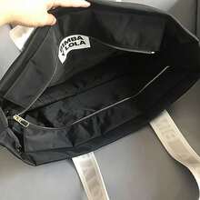 Sac bandoulière femme en nylon grand format, cabas zippé multipoches idéal pour le travail, les voyages et les études, sac à main spacieux avec bandoulière ajustable. - Poudre Black Plus - Voir 4