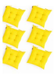 Set Of 6 Puffy Soft Square Chair Cushions – 40x40 Cm İN DER TURKEI - Yellow - View 4