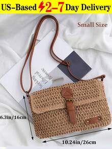 Mini Fashion Imitation Straw Handbag, Summer Vacation Beach Style Woven Bag Handheld And Crossbody Bag,Lightweight Casual Minimalist Straw Woven Bag, Perfect For Holiday Shopping And Gifting, Elegant Ladies Handbag,Women's And Girls' Bag, Wicker Bag, Holiday Essentials,Perfect For Travel, Vacation, Holiday & Beach, Travel Must Haves, Summer Straw Beach Bag For Women, Fashion Summer Vacation Bag, Beach Essentials Women Bags For Vacation & Holiday,Eye-Catching Beach Bag, Women's Summer Straw Beach Bag, Popular Women's Beach Bag, Fashionable Summer Vacation Bag, Essential Women's Beach Vacation Bag, Latest Vacation Bag[US Local Warehouse]The Best Gift Choice, Birthday Gift - 彩色 - 查看 14