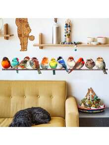 1pc Branch-Perched Bird Wall Sticker, Minimalist Natural Decal, Removable Self-Adhesive Design, Adds Poetic Accents To Living Room Or Bedroom. Elegant Branch-Perched Bird Decal For Entryway Or Hallway, Easily Peel And Stick To Create A Harmonious First Impression, Instantly Adds Organic Graceful Ambiance To Any Space. - Birds On the Branches - View 1