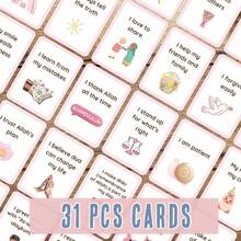 31张穆斯林女孩积极肯定卡片，伊斯兰信仰每日提醒卡片，每日积极正念卡片 - 培养自尊、信仰和良好品德，穆斯林开斋节斋月礼物 - 彩色 - 查看 1