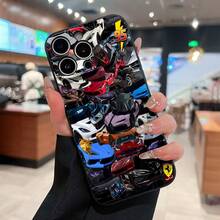 Sports Car Collage Phone Case, Compatible With  12, 13, 14, 15 Pro,  14 Plus,  15, 16 Pro Max,  17,  17 Pro,  17 Pro Max, And  17 Air. Made Of TPU Material, Providing Anti-Slip And Drop Protection, With Classic Straight Edges, Stylish And Elegant Design, And A Slightly Frosted Feel. It's A Great Gift For Yourself, Family, Friends, And Loved Ones. - 黑色 - 查看 3