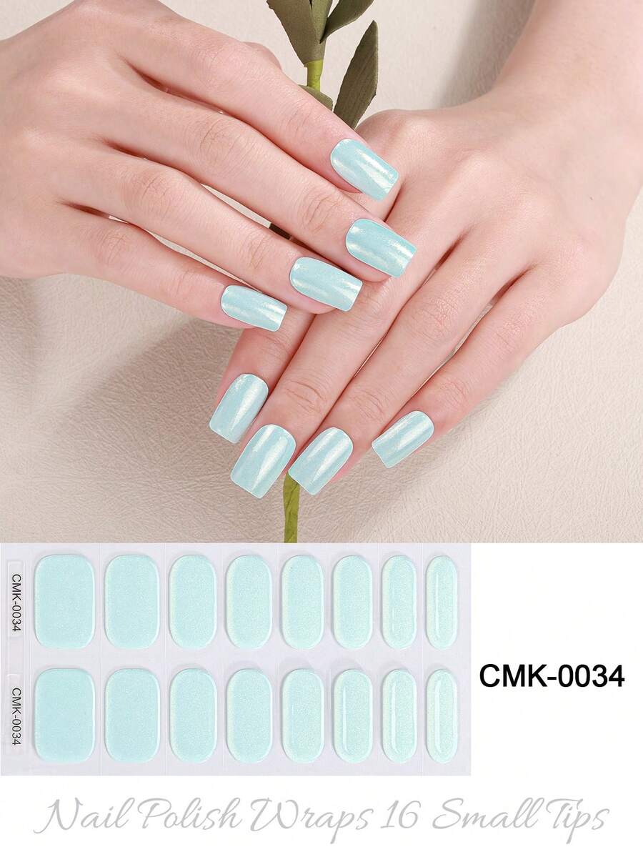 Miếng dán móng tay chống thấm nước mới, màu trơn, 16 miếng/gói, kiểu dáng Châu Âu và Mỹ, không cần nung.
