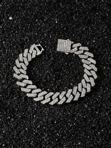 1套男士全钻菱形拼接项链和手链 - Style A - 查看 10