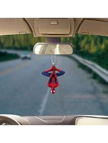 2pcs/Set 2D Spider Man Acrylic Car Keychain With Intricate Mesh Design, Superhero Mirror Hooks, Made Of Plastic - Perfect For Marvel Fans, Avengers Accessories, Vehicle Decorations, Hero Themes, Exquisite Handmade Gifts New Year's Gift, Valentine's Day Gift, Easter Gift - Multicolor - View 4