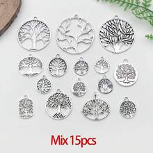 1pack Tree Of Life Charms Antique Bronze Tree Of Life Pendants Mixed Tree Beads Charms Jewelry Findings For DIY Necklace Bracelet Earring - Multicolor - View 14