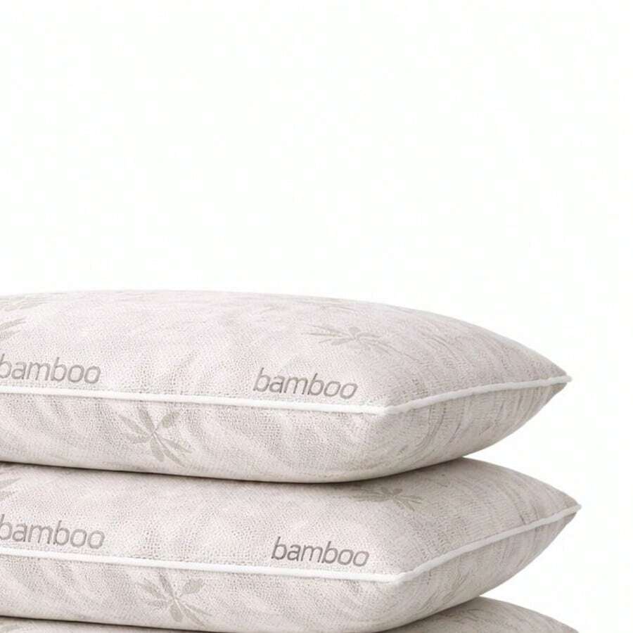 2个装优质竹纤维枕头，尺寸50x60厘米，填充物650克，柔软舒适，凉爽透气，低过敏性，土耳其制造 - 白色 - 查看 1