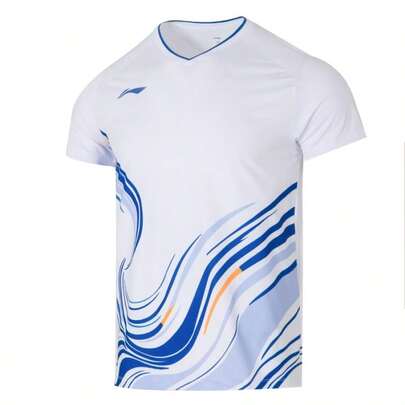 LI-NING 男女通用柔软短袖T恤，国家队比赛系列轻便休闲户外运动短袖T恤 AAYW045-2