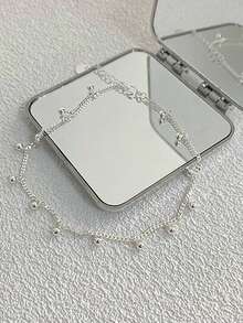 1pc S925 Sterling Silver Minimalist Personalized Design Round Bead Anklet, Women's Luxury Versatile Brightening Refreshing Elegant Exquisite Foot Chain Gift - Beads - View 5