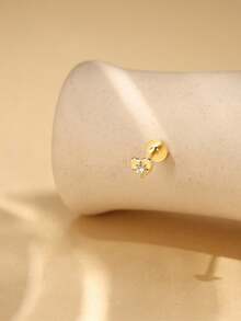 EleRunis 1件 925纯银心形星月莲花平底耳骨耳钉，适合日常佩戴、婚礼、派对、订婚、周年纪念、情人节等场合。 - 金色 - 查看 4