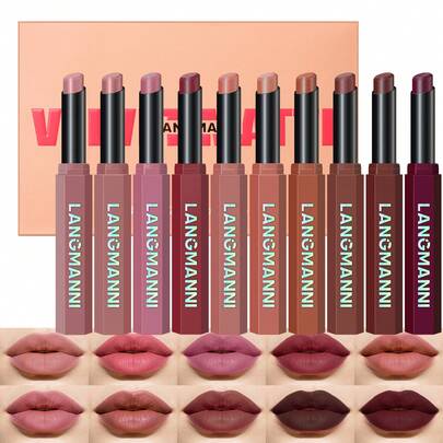 12 Colors Velvet Matte Lipstick, Nude Matte Soft Dark Color Lipstick, High Pigment Long Lasting Waterproof Lipstick, Makeup Gift For Women & Girls