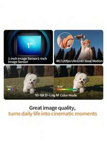 dji Osmo Pocket 3 口袋云台相机，1英寸CMOS传感器，支持4K 120fps视频拍摄，充电20分钟可拍摄2小时，配备2英寸触摸屏，高清数码Vlog相机 - 黑色 - 查看 4