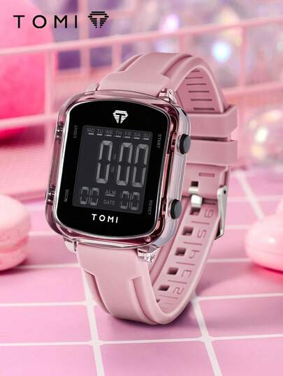  1 pieza Reloj de calendario multifunción de esfera cuadrada minimalista y de alta tecnología TOMI, estilo deportivo adecuado para la vida diaria, regalo de vacaciones para Halloween, Navidad