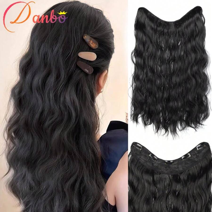 Moño de cabello ondulado de agua de 20 pulgadas de largo con 5 clips, diseño multicapa, fibra sintética, estilo básico para uso diario