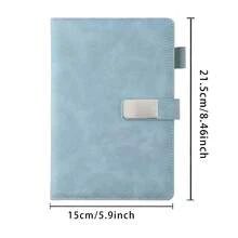 A5 Ruled Notebook Journal Pu Cover Diary With Magnetic Closure Hardcover Premium Executive Notebook College Ruled Diary Aesthetic Sketchbook Notepad Journal School Office Essential Initial Name 26 Letters Pattern - Baby Blue - View 2