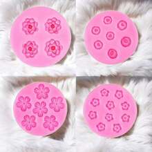 10 piezas Molde de silicona de mini flores de cerezo, molde de silicona para decoración de yeso DIY - rosa - Ver 1