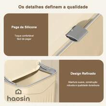 [haosin]Lixeira de Parede 9L(2.38Gal) Branco Estilo Creme | Ideal para Cozinha Sala Quarto | Portátil com Gancho Grátis | Presente Perfeito - Branco - Visão 4