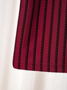 Tween Boy Casual Stylish Textured Colorblock Striped Short Sleeve Polo Shirt, Suitable For Spring/Summer, Back To School, Daily Wear, Vacation - Burgundy - View 7