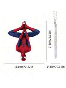 2pcs/Set 2D Spider Man Acrylic Car Keychain With Intricate Mesh Design, Superhero Mirror Hooks, Made Of Plastic - Perfect For Marvel Fans, Avengers Accessories, Vehicle Decorations, Hero Themes, Exquisite Handmade Gifts New Year's Gift, Valentine's Day Gift, Easter Gift - Multicolor - View 3