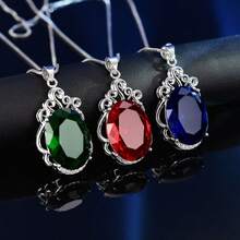 1 chiếc mặt dây chuyền đá Zirconia nhiều màu sắc, thiết kế bạc S925, vòng cổ choker thời trang dành cho nữ, món quà độc đáo cho bạn gái, phụ kiện thời trang hàng ngày. - Bạc - Xem 1