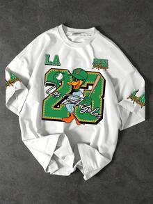 MAISONFOX Áo thun nam LA 23 Duck Baseball Print phong cách retro, in hình phong cách grunge, quần áo đường phố, trang phục Cơ đốc giáo, áo thun cỡ lớn, áo in hình Chúa Giê-su, áo thun đồ họa Y2K, áo thun, quần áo Cơ đốc giáo, chơi chữ phong cách Gothic - trắng - Xem 1