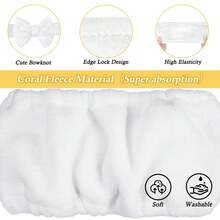 带蝴蝶结的SPA面部化妆头带，柔软毛绒弹力化妆洗脸巾，女士沐浴面膜 - 彩色 - 查看 7