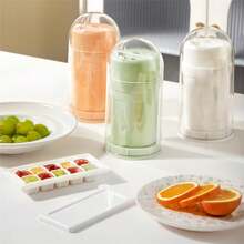 旋转式瓶装制冰器，配3个冰格，旋转式冰格带防尘盖，旋转即可取出冰块，轻松旋转即可取出，适用于饮料、咖啡、鸡尾酒（绿色） - 彩色 - 查看 3