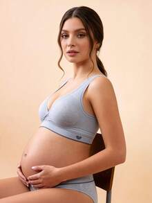 Hart & Haze 1件式孕妇文胸，蓝色蕾丝交叉饰边无缝哺乳文胸，清爽浅蓝色 - 藍色 - 查看 3