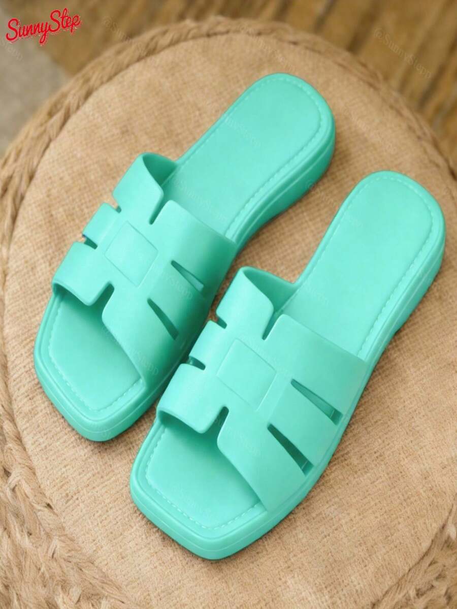Sandalias chanclas planas de mujer para exterior resistentes al agua antideslizantes duraderas para actividades al aire libre playa y caminatas - verde menta - Ver 1