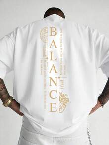 Áo thun nam cỡ lớn in chữ, cổ tròn, tay ngắn, kiểu dáng thường ngày - trắng - Xem 1