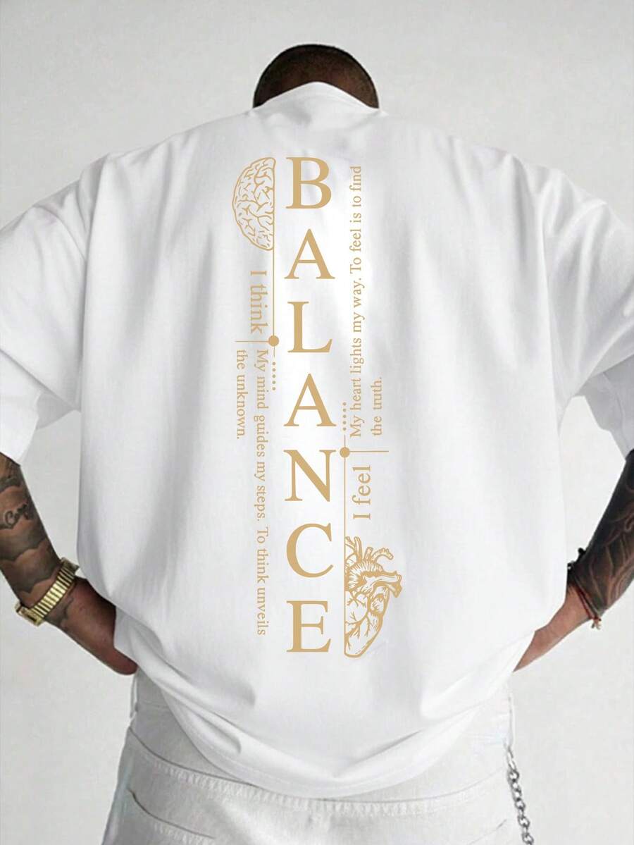 Áo thun nam cỡ lớn in chữ, cổ tròn, tay ngắn, kiểu dáng thường ngày - trắng - Xem 1