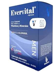 Bomuca - Evervital Men 60 Cápsulas, Suplemento Alimenticio, Vitaminas y Minerales, Guarana, CoQ10, Lutemax 2020, - Neblina azul - Ver 5