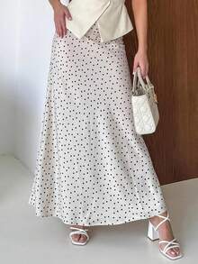 Look Polly 女士夏季波点波西米亚风半身裙，修身显瘦长裙，适合约会、派对、海滩、通勤 白色 - 白色 - 查看 9