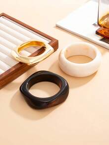 1pc Elegant Geometric Arc Smooth Charm Resin Cuff Bracelet, Luxurious Glamour, Suitable For Wedding, Party, Vacation, Casual, Street Style, Women's Couples Holiday Birthday Versatile Bracelet Gift - Bracelet - View 6