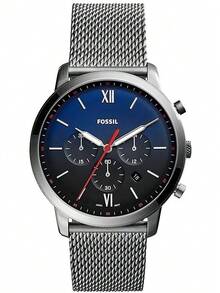 Fossil Men's Watch, Men's Luxury Chronograph Wristwatch With Roman Numerals Blue Dial Stainless Steel Casual & Formal Watch, Suitable As Gift For Father Or Husband. FS5383 - Silver - View 5
