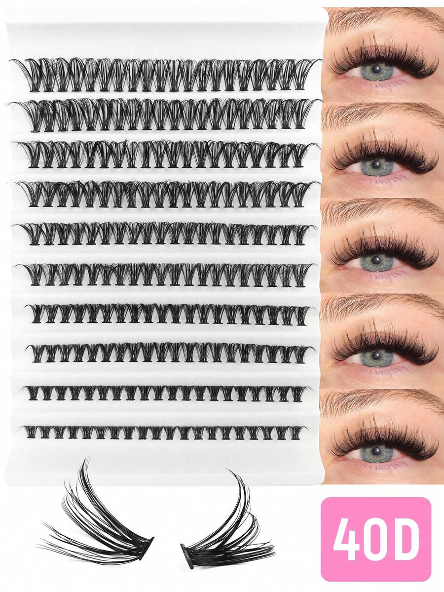 200 piezas Pestañas individuales rizado D 40D Aspecto natural Pestañas en racimo Longitud 8-16mm Extensión de pestañas mixtas Racimos ligeros y esponjosos Extensión de pestañas DIY en casa Pestañas postizas en racimo Pestañas postizas individuales