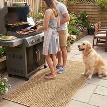 Thảm ngoài trời giả sợi đay màu nâu, thích hợp cho khu vực nướng BBQ sân sau, hiên nhà, hành lang, lối vào và phòng khách, thân thiện với vật nuôi, dễ vệ sinh, lý tưởng cho các buổi tiệc nướng và họp mặt gia đình, thảm sân vườn ngoài trời. - màu nâu - Xem 9