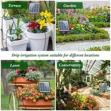 Solar Automatic Watering Kit For Garden, Automatic Drip Watering System With 15 M Watering Hose, Automatic Watering Timer For Holidays, Balconies, Flower Pots, Plants - A - View 3