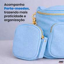 Bolsa Compacta Feminina com Design Elegante e Organização Inteligente - azul claro - Visão 5