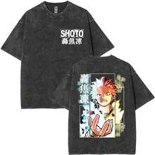 Anime My Hero Academy Bakugo Katsuki Logo Pattern T-Shirt 2026 Summer Men's Women's Luxury Fashion Retro Leisure Cotton T-Shirt - 灰色 - 查看 4