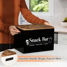 Snack Organizer For Countertop, Wood Pantry Storage Bins With Lid, Snack Organizer For Pantry, Kitchen, Food Container Snack Box, Pantry Organizer For Snacks, , Desk & Drawer Organizer For Home Storage - 黑色 - 查看 3