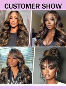 Tóc giả ren phía trước kiểu ombre highlight gợn sóng 13x4, màu nâu #1B/30, mật độ 180%, tóc giả balayage làm từ tóc người, phù hợp cho nữ sử dụng hàng ngày và dự tiệc. - S1/30 - Xem 6