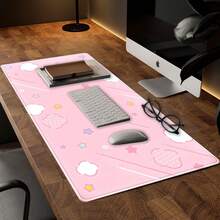 Large Pink Geometric Pattern Mouse Pad, Gaming Desk Mat, Large Keyboard Pad, Washable With 2mm Anti-Slip Base And Rubber Non-Slip Bottom, Stitched Edge Design, Gift Mouse Pad, Desk Protector, Study Desk Mat, Multiple Sizes Available, Computer Keyboard Pad, Laptop Pad, Home & Office Use - Rectangle - View 3
