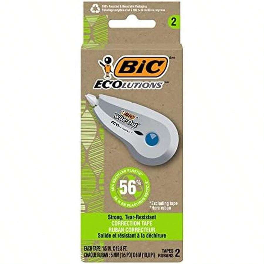 BIC Ecolutions Wite-Out Brand Correction Tape, 19.8 Feet, 2-Count Pack, Made From 56%  Plastic - / - Xem 1
