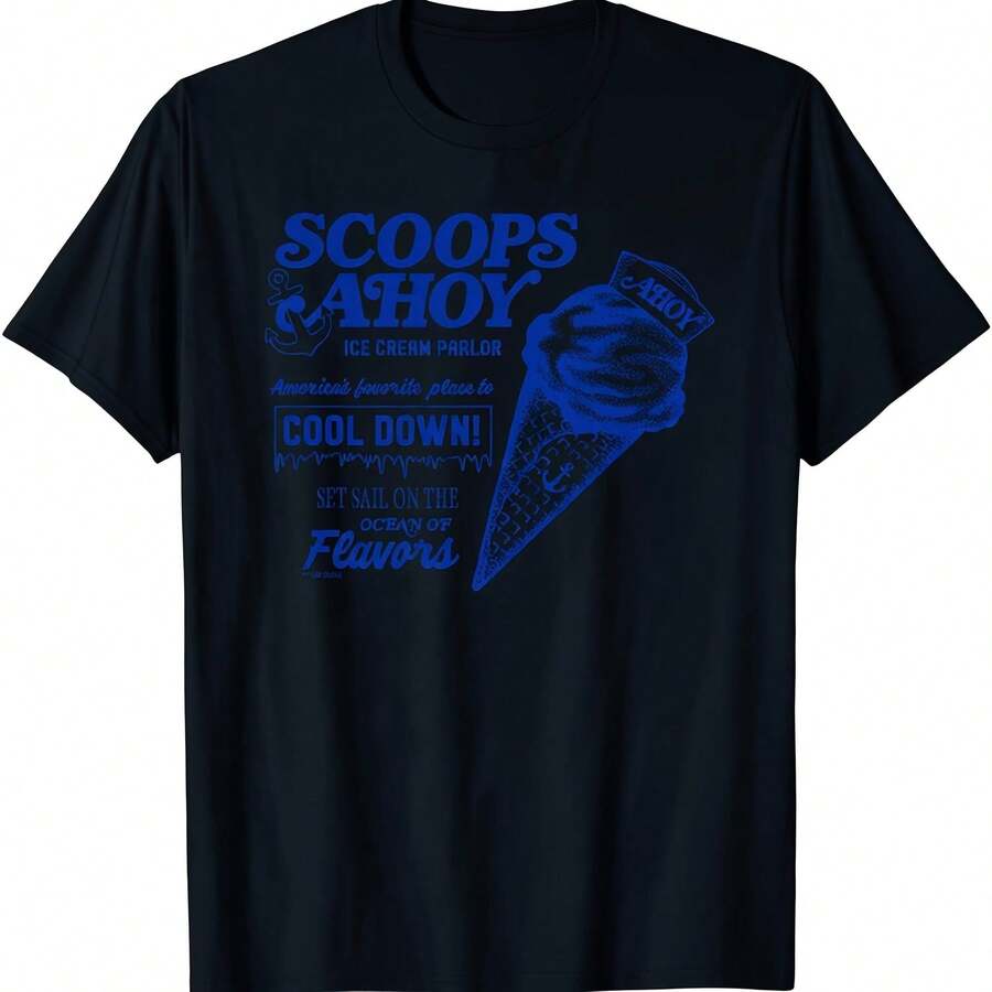 Stranger Thin:Gs Scoops Ahoy Officially Licensed T-Shirt - Black - View 1